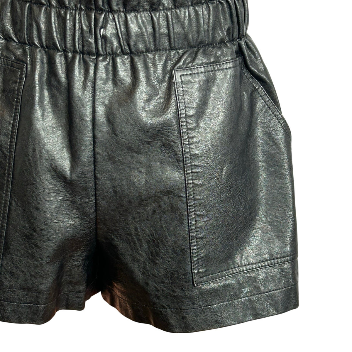 Black Vegan Leather Lined Pocketed Shorts XS Biker Goth Grunge Chic Streetwear