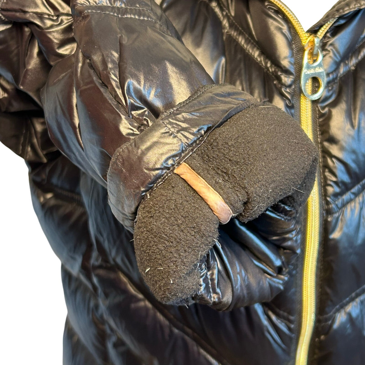 Calvin Klein XL Black Puffer Jacket Cheetah Lined Casual Gorpcore Minimalist