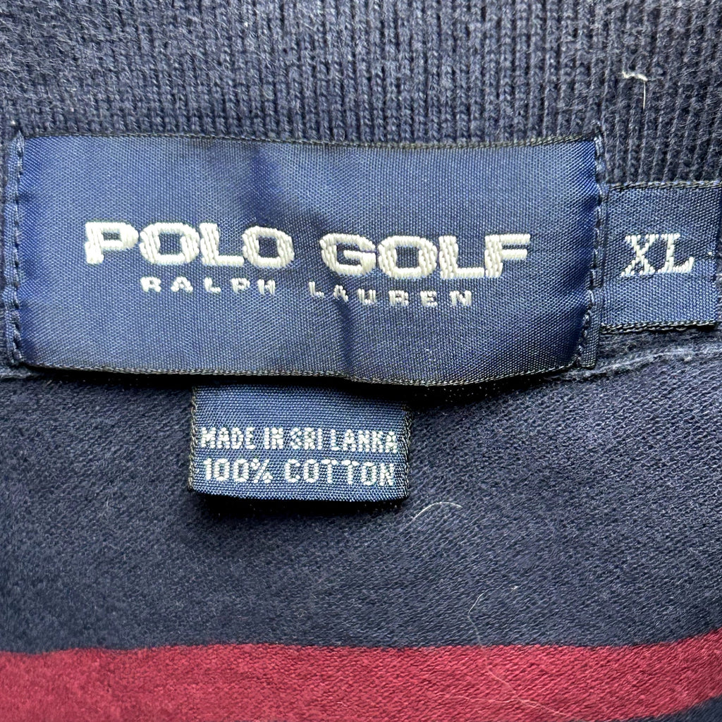 Polo Golf Ralph Lauren XL Navy Burgundy Striped Polo Shirt Embroidered Pony
