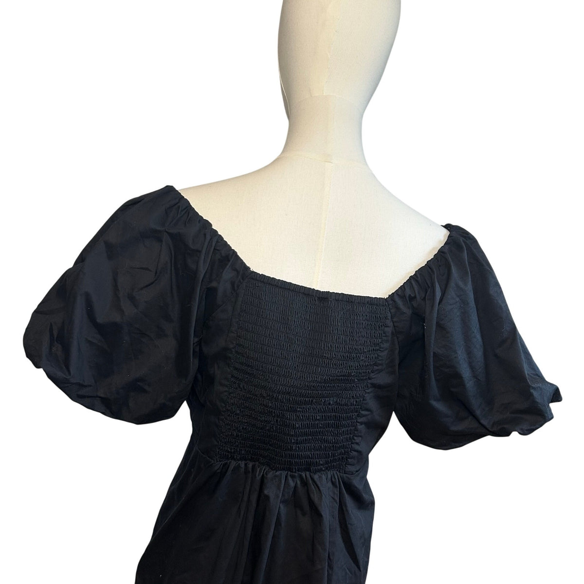 Old Navy Black L Empire Waist Puff Sleeve Top Boho Peasant Cottage Minimalist