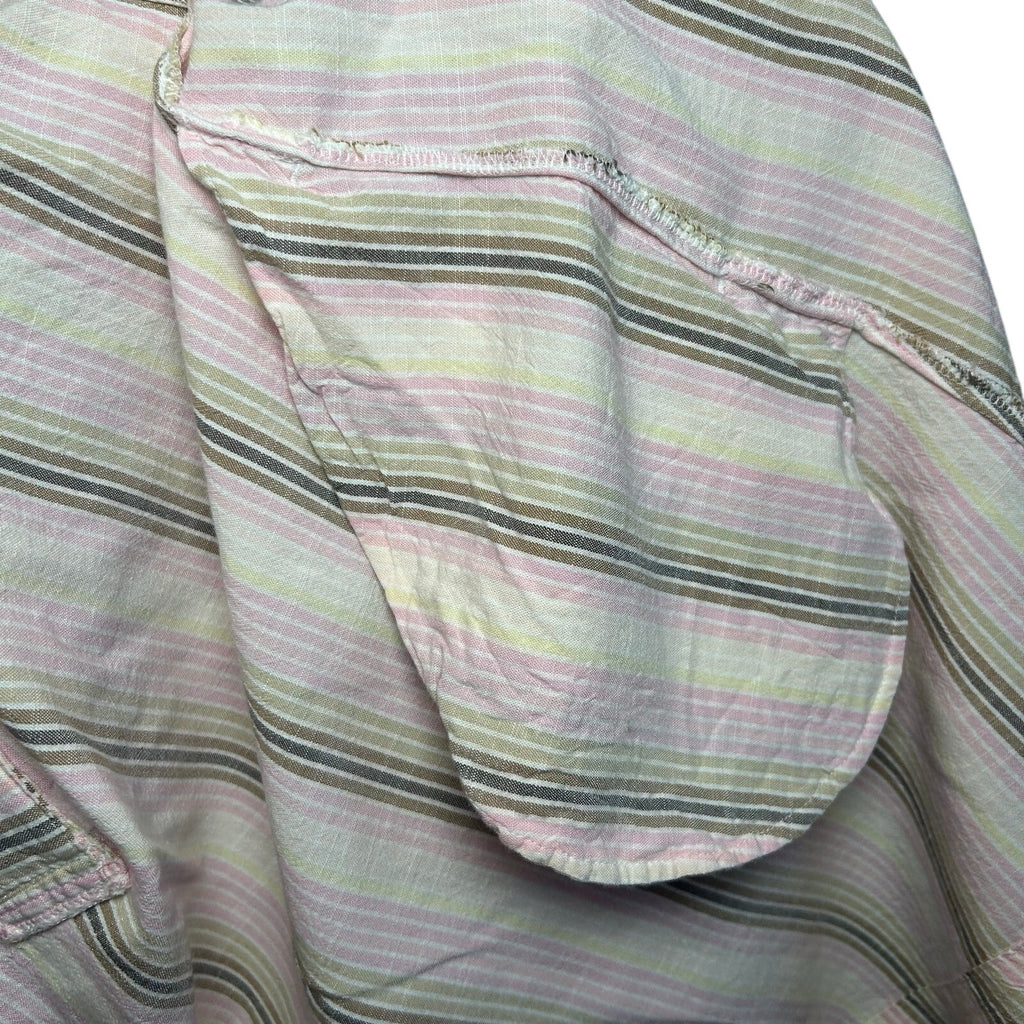 Sonoma Pink Brown Striped Dress Pockets PL Cottage Utility Minimalist Coastal