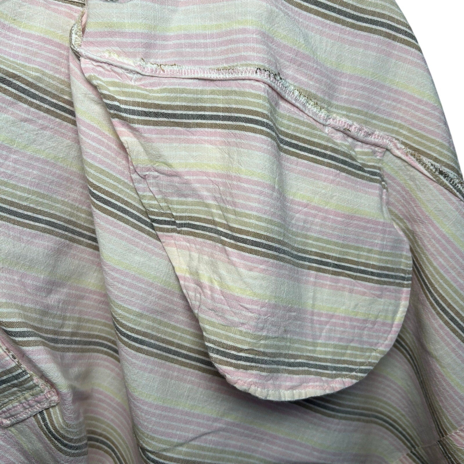Sonoma Pink Brown Striped Dress Pockets PL Cottage Utility Minimalist Coastal