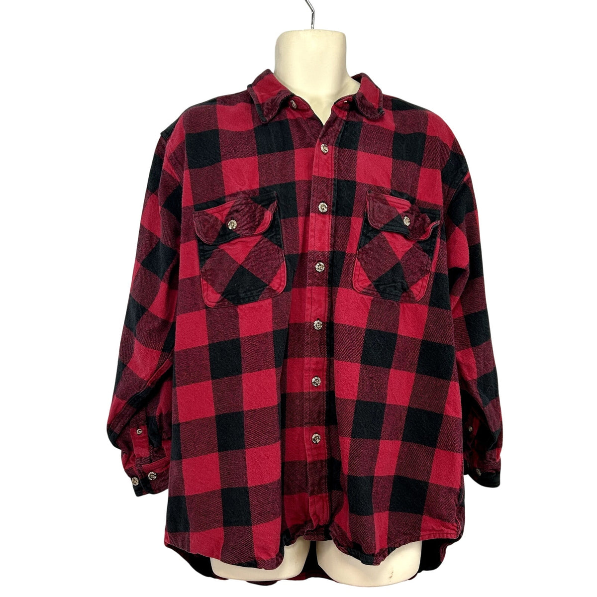 Field & Stream XL Red Buffalo Plaid Heavy Cotton Flannel Grunge Gorpcore Shirt