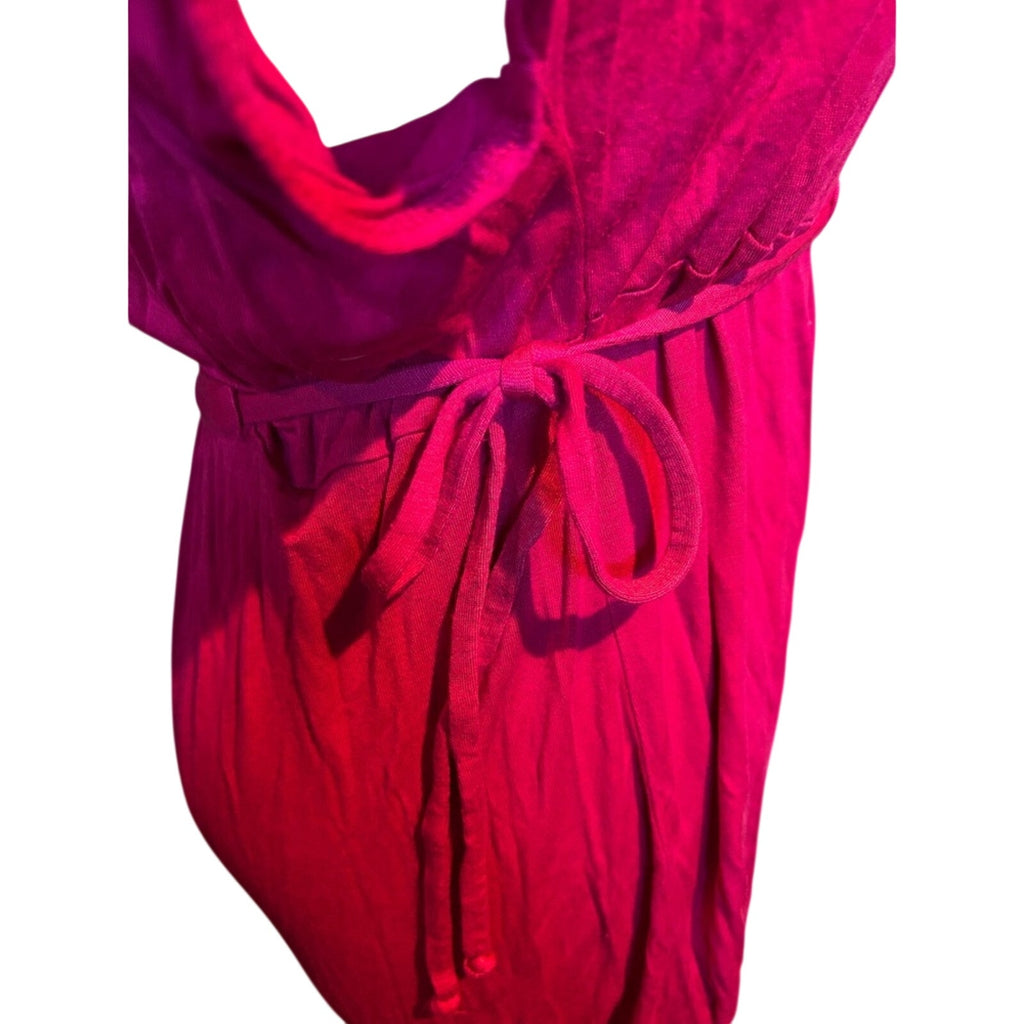 Merona Magenta Pink Faux Wrap Mini Dress Size M Cap Sleeve Soft Knit Boho
