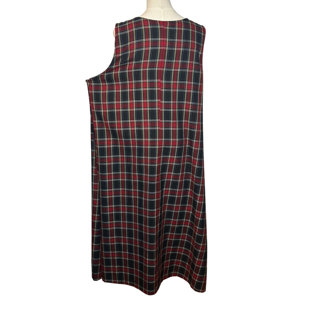 Willow Ridge Red Green Plaid Sleeveless Tartan Dress PXL Grunge Dark Academia