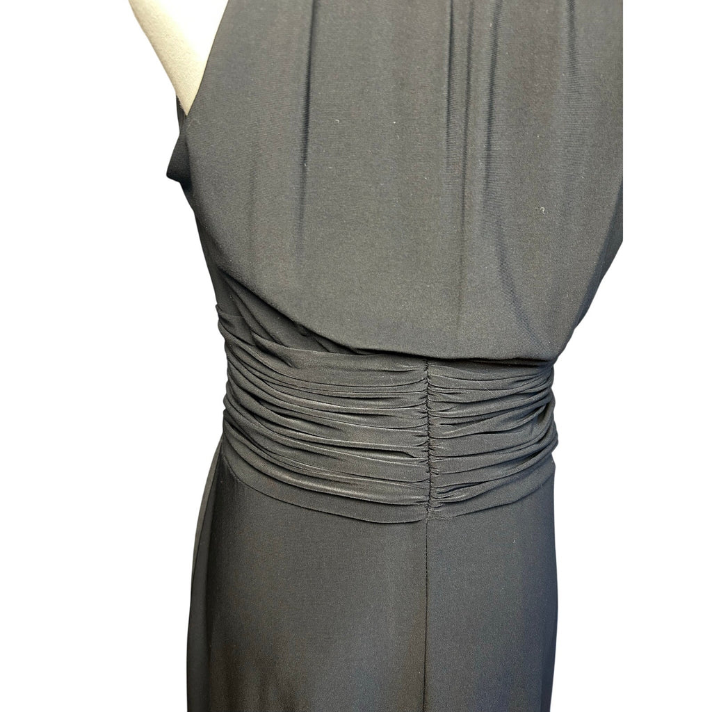 Evan Picone 6 Black Sleeveless Midi Dress Minimalist Formal Cocktail Gown Glam