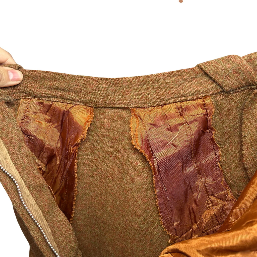 VTG 40s Brown Tweed Pencil Skirt Petite XS Dark Academia Preppy Pockets