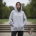 Light Gray Oversized Hooded Sweatshirt Unisex Hoodie XL with Front Pocket