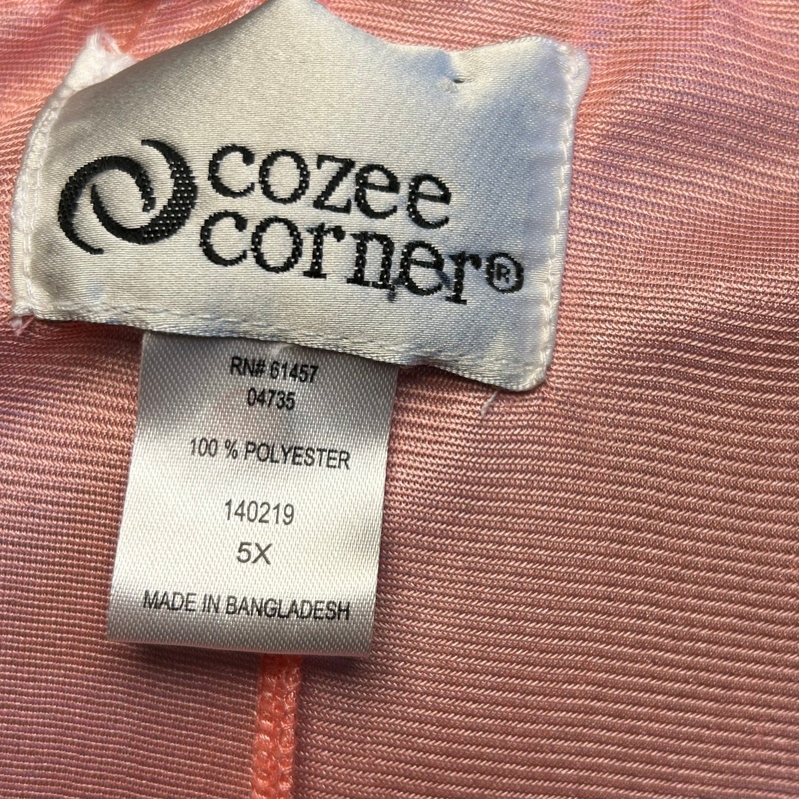 VTG 90s Cozee Corner Pink Peach Plus Size 5X Muumuu Maxi Dress Loungewear Retro