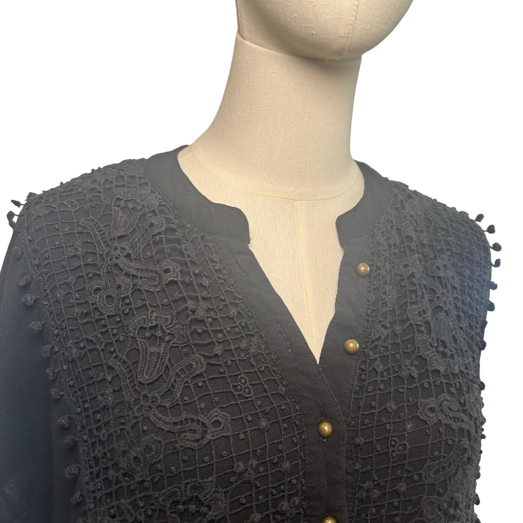 Black Boho Lace Mini Dress Plus Size 2X Lace Casual Pocket Indie Minimalist Twee