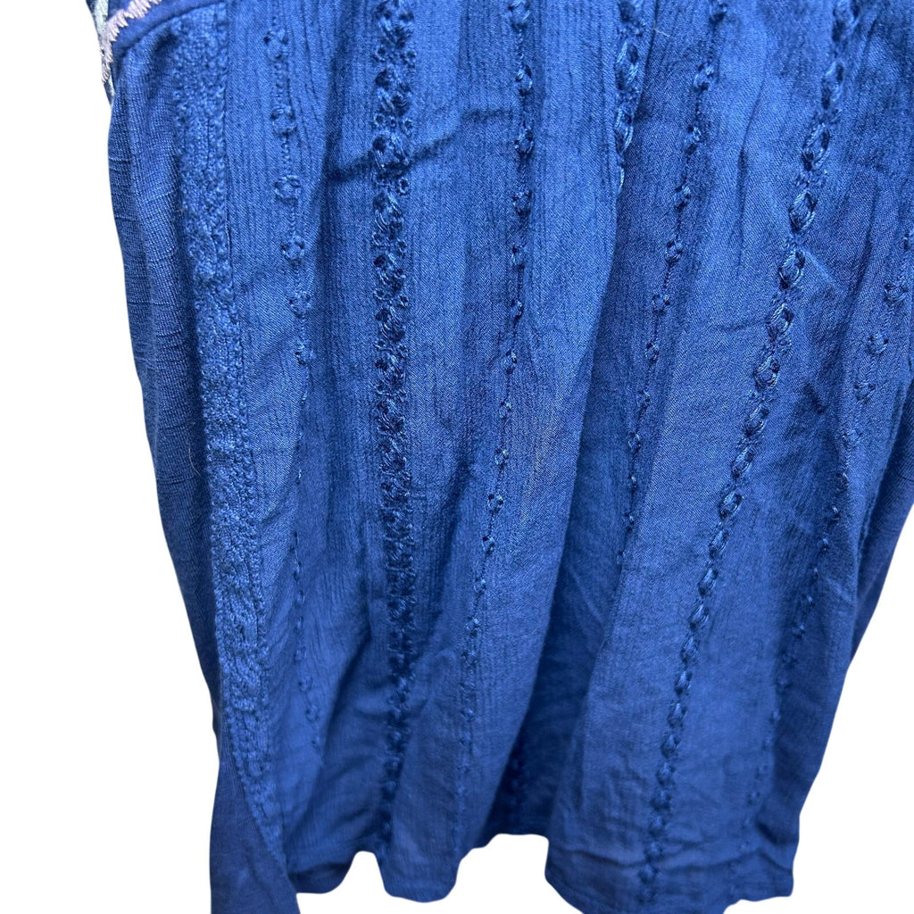 Knox Rose S Blue Embroidered Peasant Top Boho Casual Cottage Indie Twee Festival