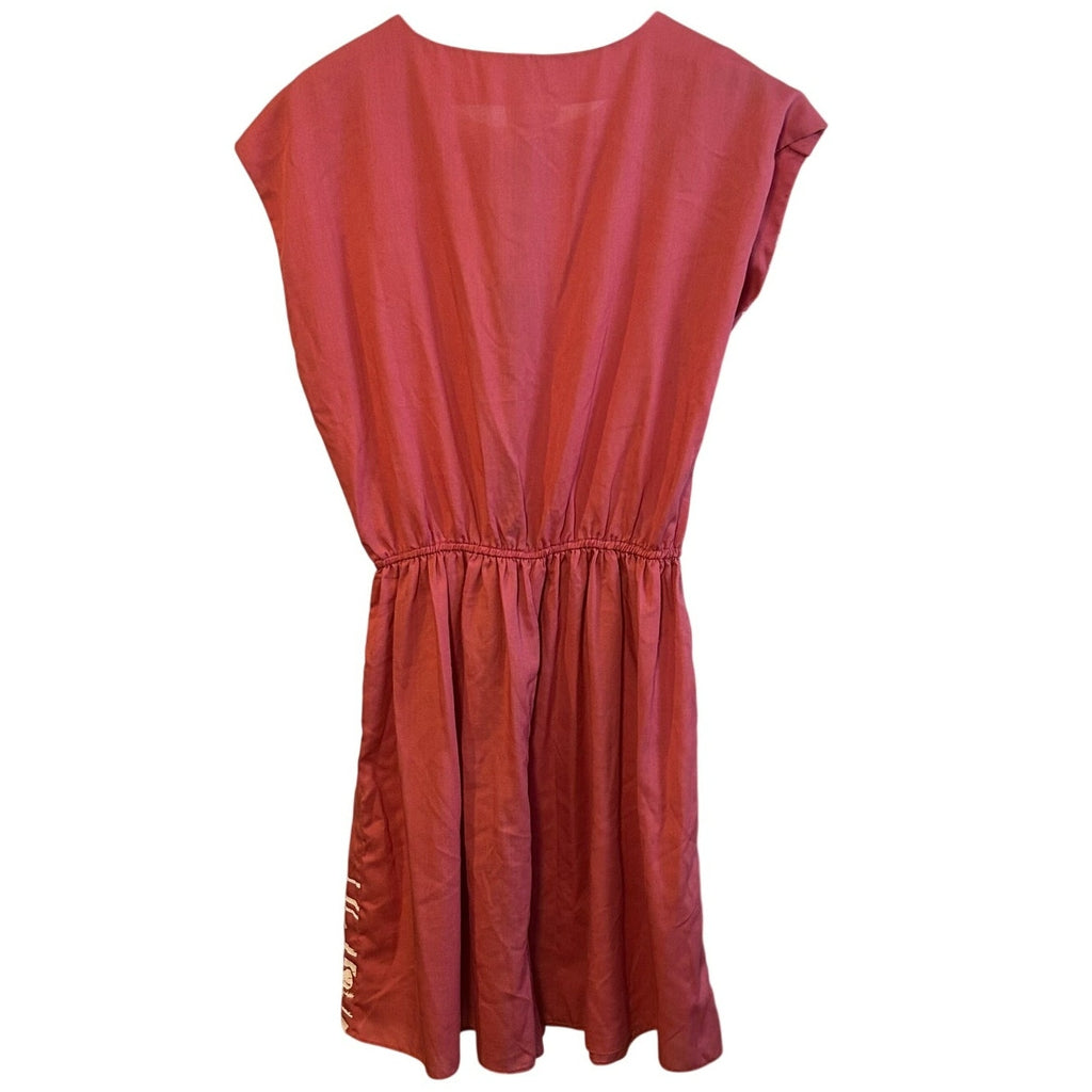 VTG Hans Jutte Hawaii Romper Rust Orange Hibiscus Print Button Shoulder 70s 80s