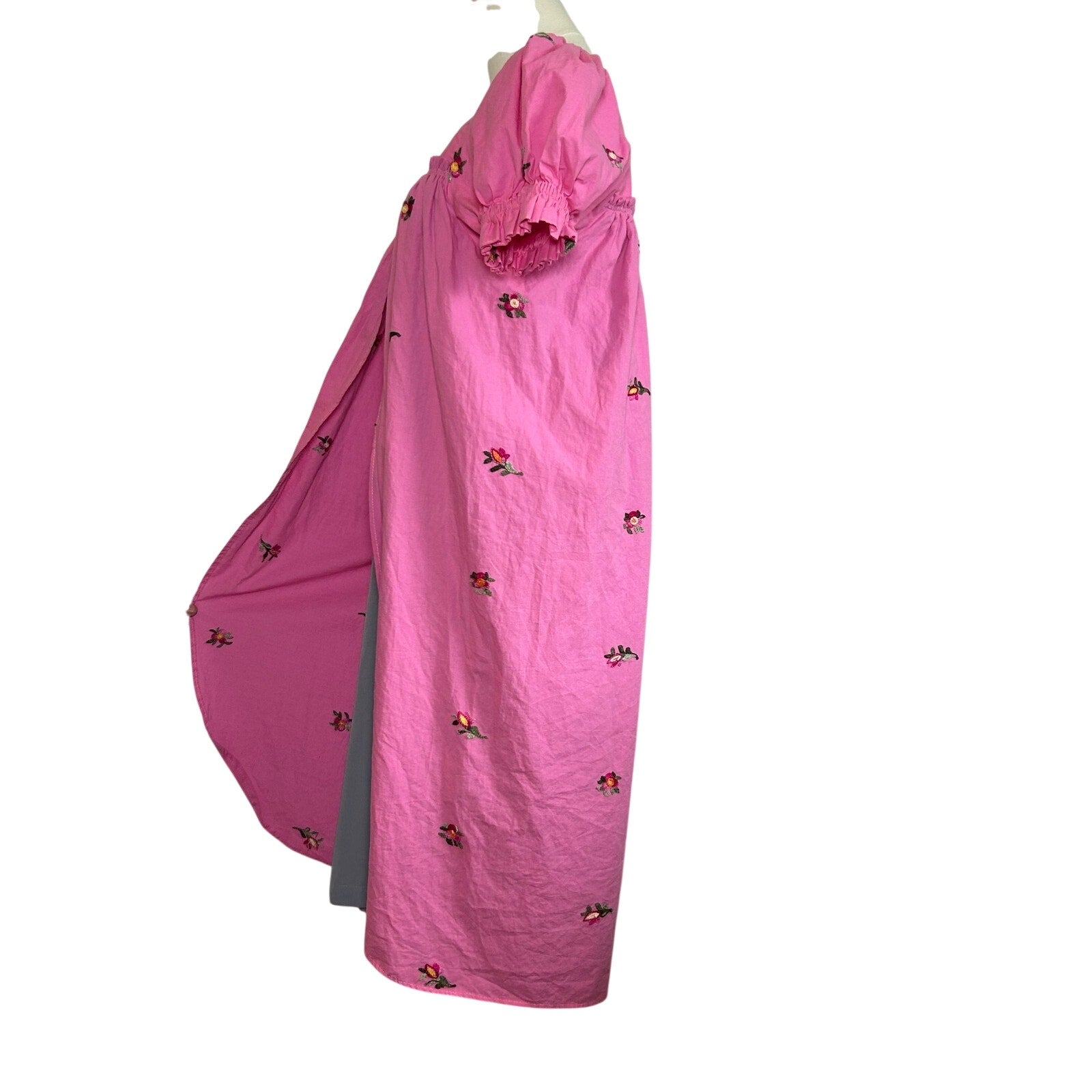 Pink Floral Puff Sleeve Square Neck Regency Bridgerton Dress S Cottage Coquette