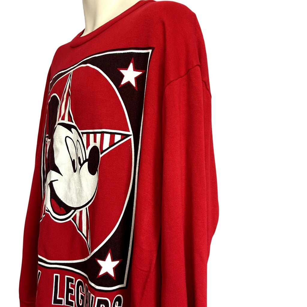 VTG 90s Disney XL Red Mickey Legends Graphic Sweatshirt Streetwear Kidcore Happy