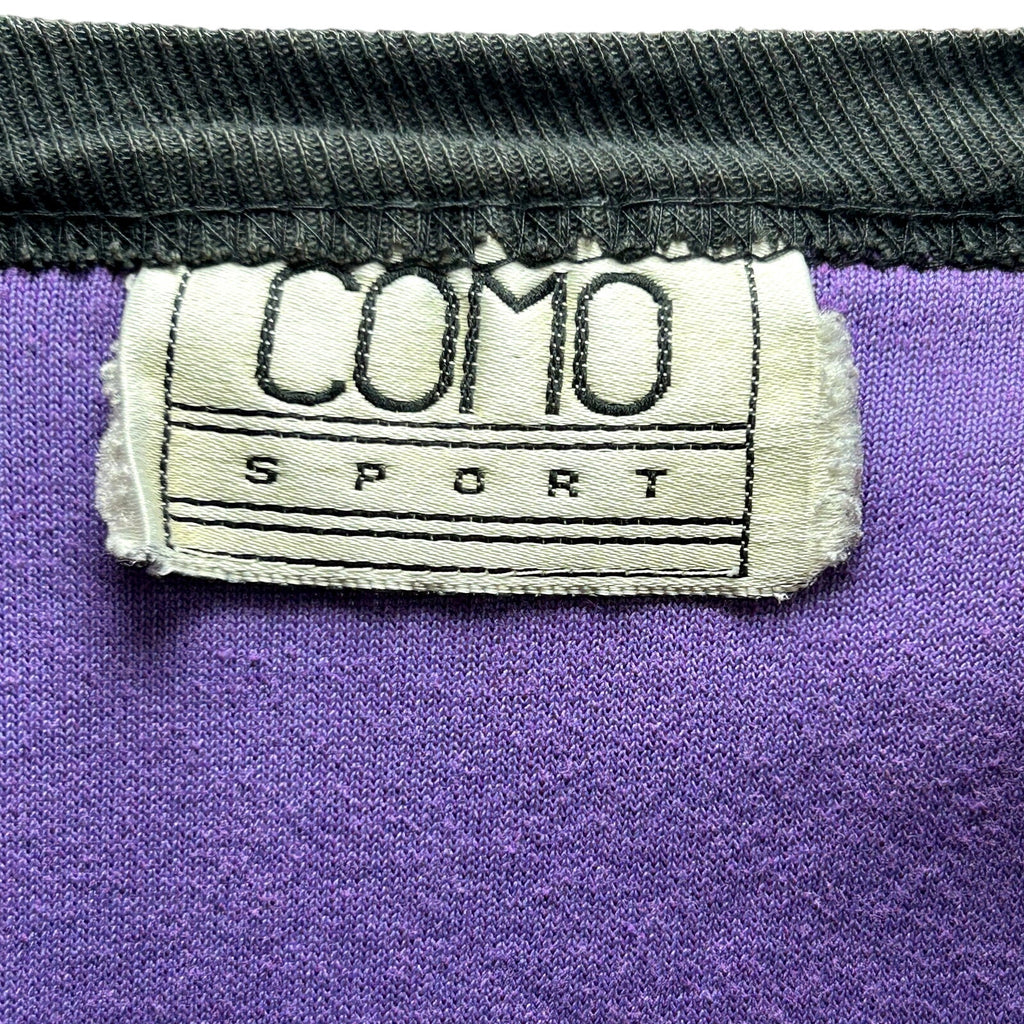 VTG 80s Como Sport M Purple Black Velour Top Colorblock Batwing Casual Retro
