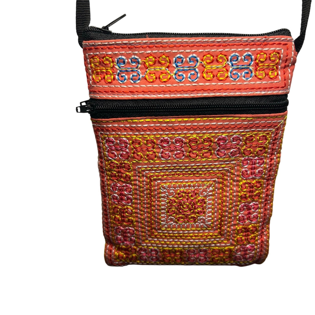 Hmong Embroidered Crossbody Pouch Bag Boho Whimsigoth Paj Ntaub Passport Purse