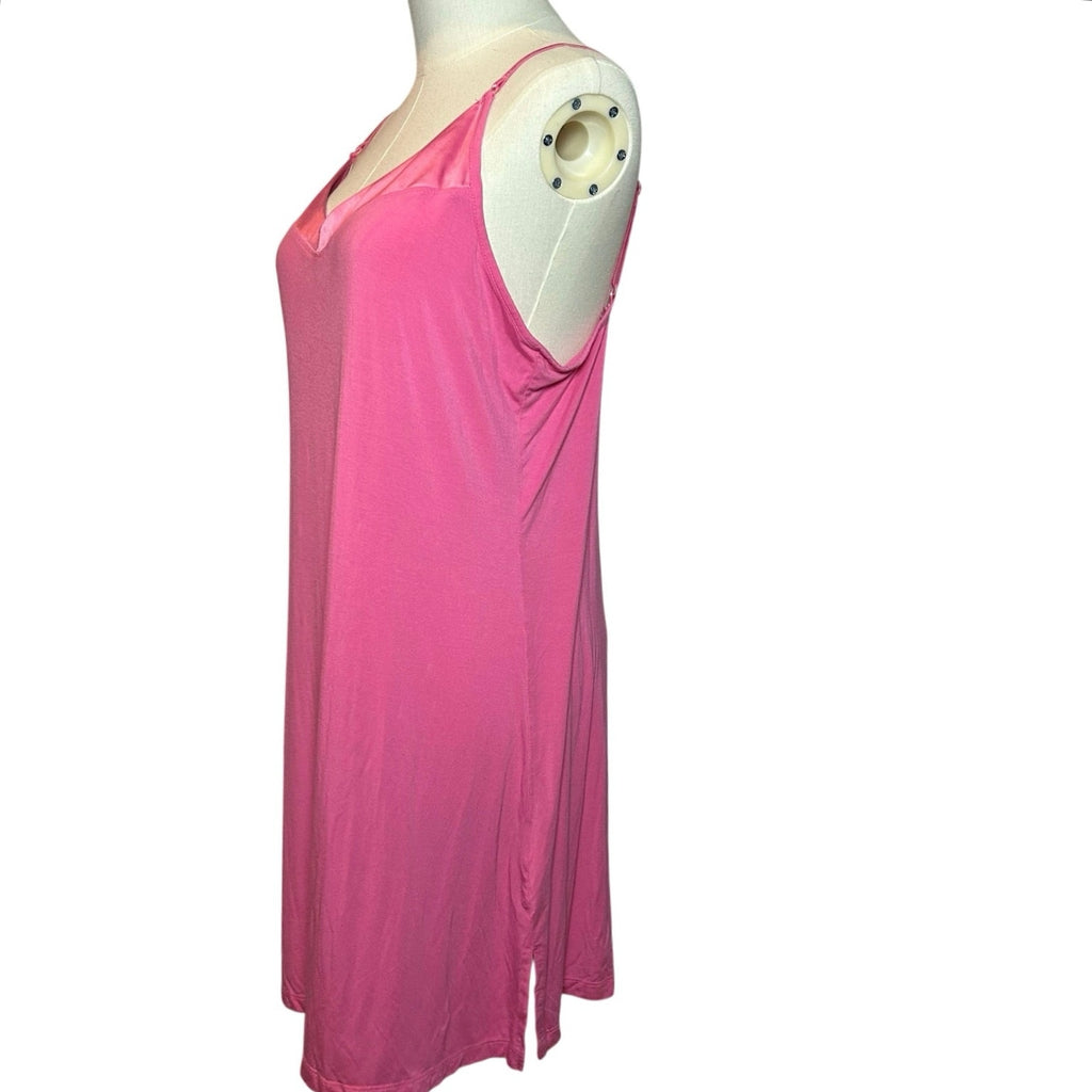 Soft Pink Bamboo Viscose Cami Nightgown Satin Trim Sleepwear Chemise Small