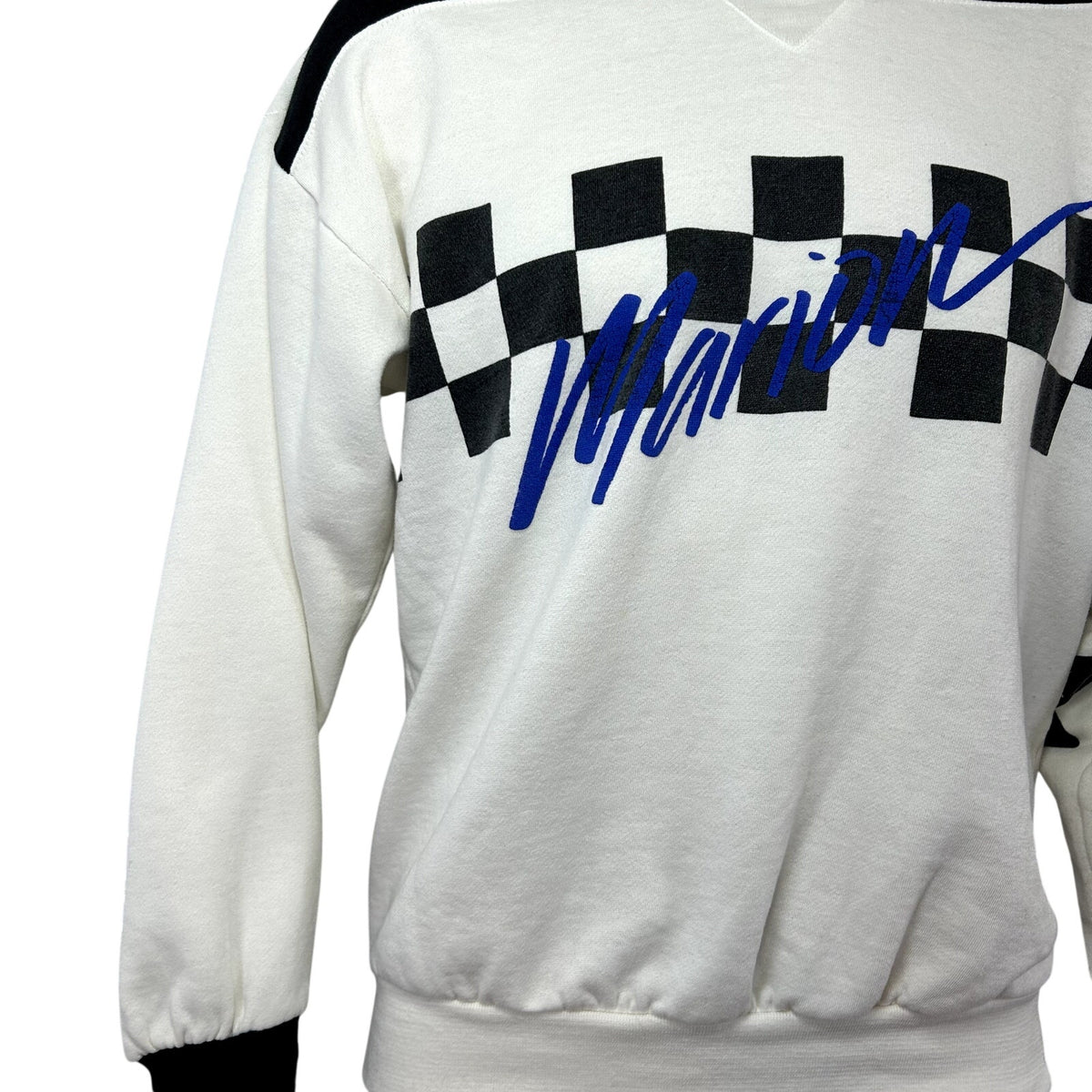 VTG 90s Gear for Sports M White Black Checkered Sweatshirt Streetwear Sportswear