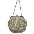 VTG 70s Flapper Bag Beaded Sequin Kiss Lock Clutch Purse Handbag Glam Retro Twee