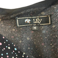 VTG Lily Black Multi Confetti Polka Dot Size M Handkerchief Hem Whimsigoth Dress