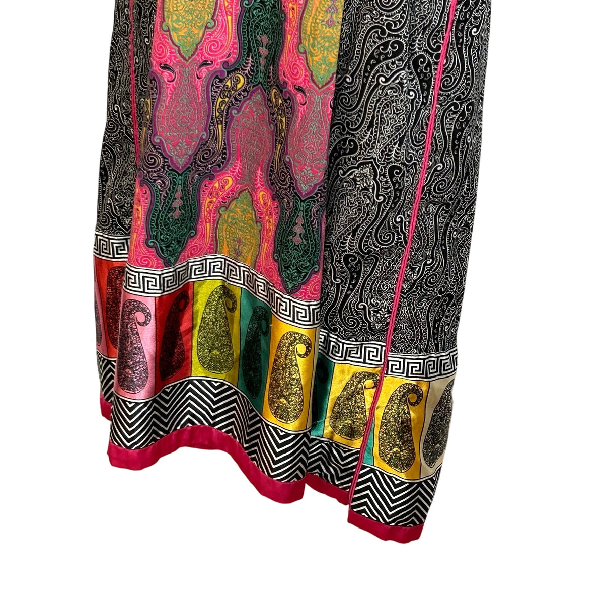 Artisan India L Multicolor Maxi Dress Paisley Silk Patchwork Maximalist Dopamine