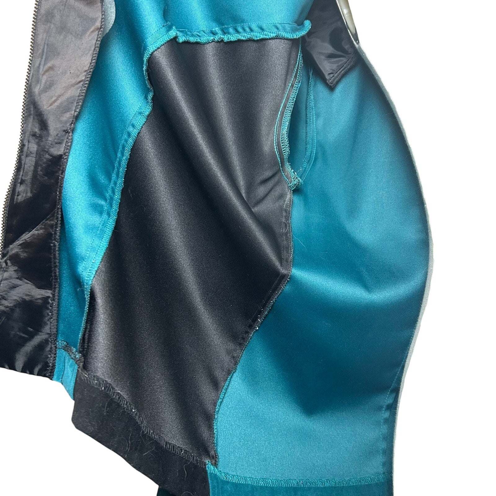 VTG Olivia Rose Colorblock Jacket Teal Black 16W Y2K Moto Suede Zip Whimsygoth