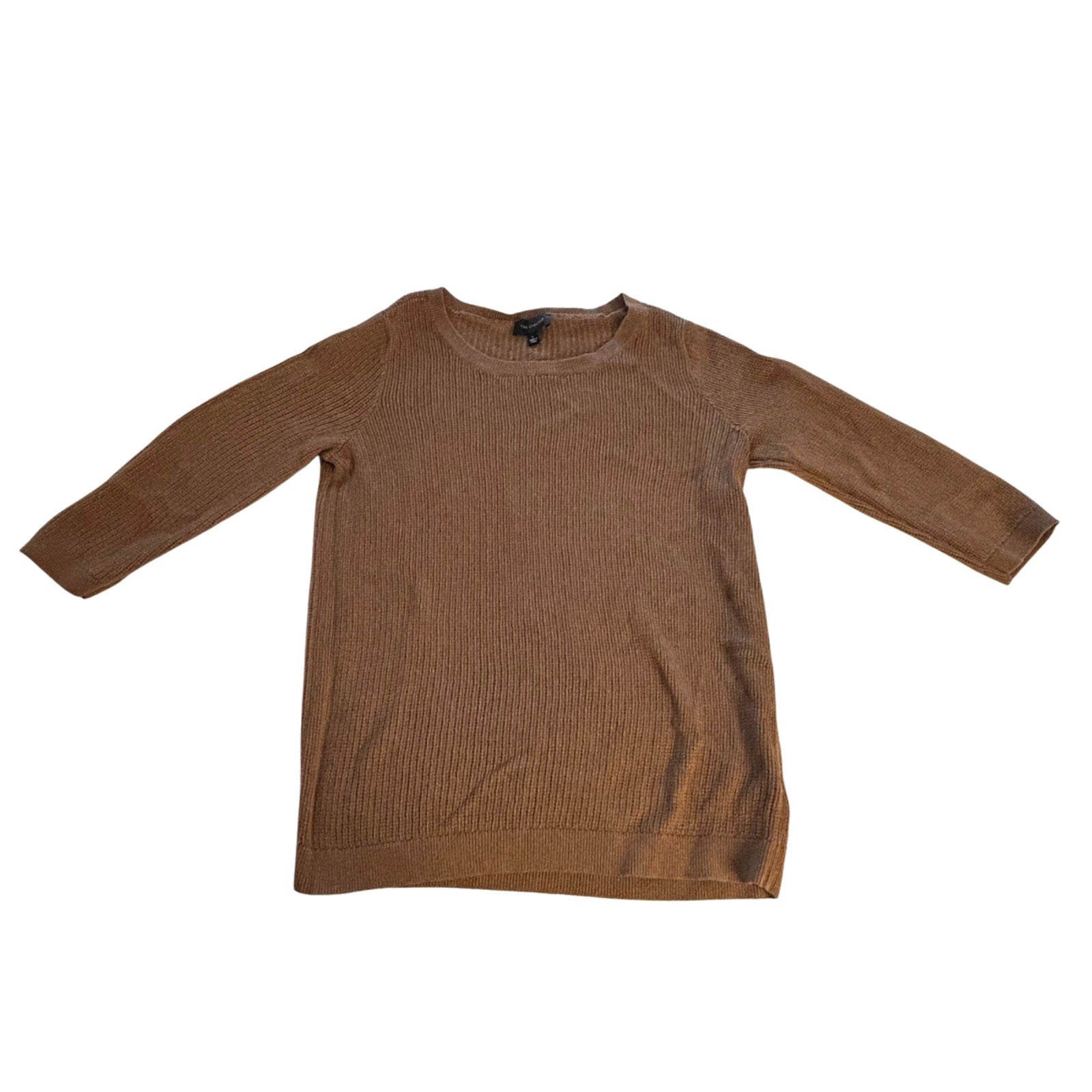 The Limited Brown Ribbed Knit Sweater 3/4 Sleeve Womens Large Office Career