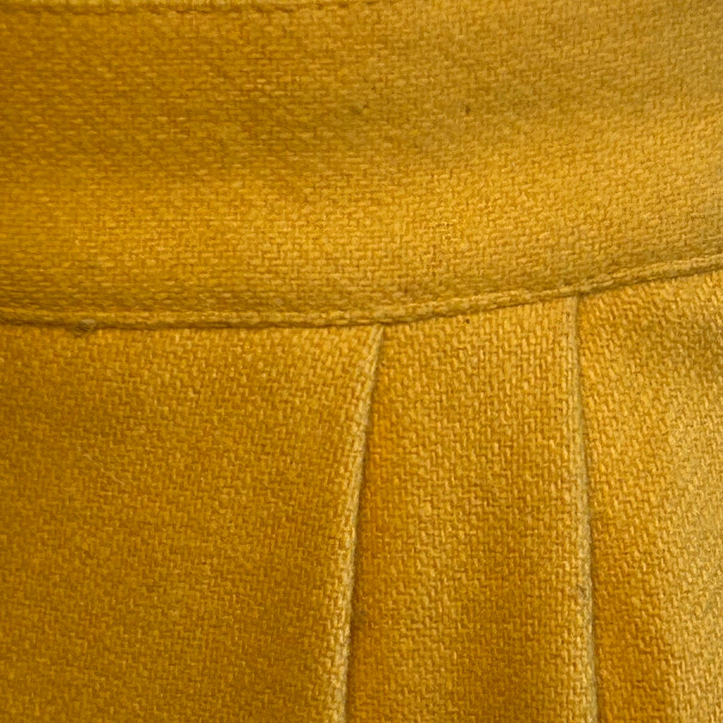 VTG 70s Peabody House Yellow Wool Pleated 4 Midi Skirt Pockets Boho Retro Twee