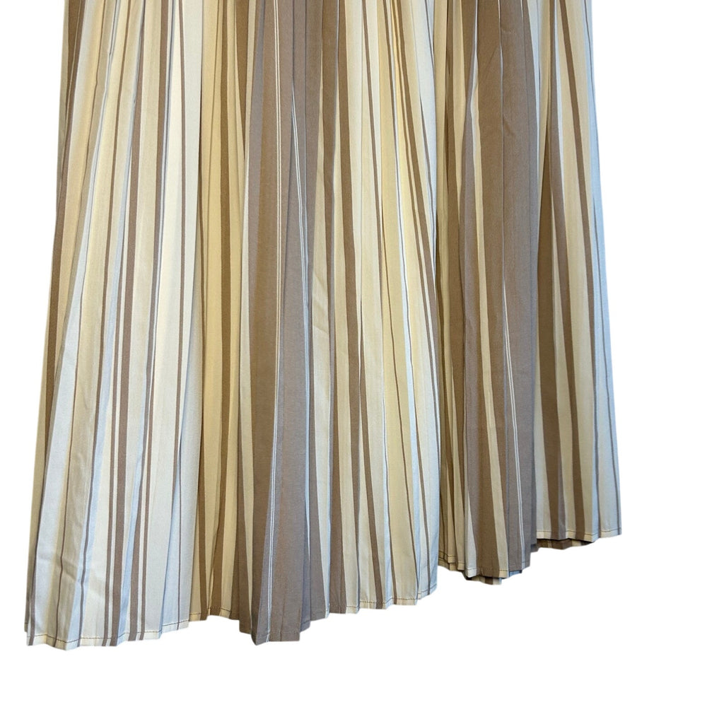 VTG 80s Anthony Rogers Tan Cream Pleated 22W 2X Plus Size Midi Skirt Retro