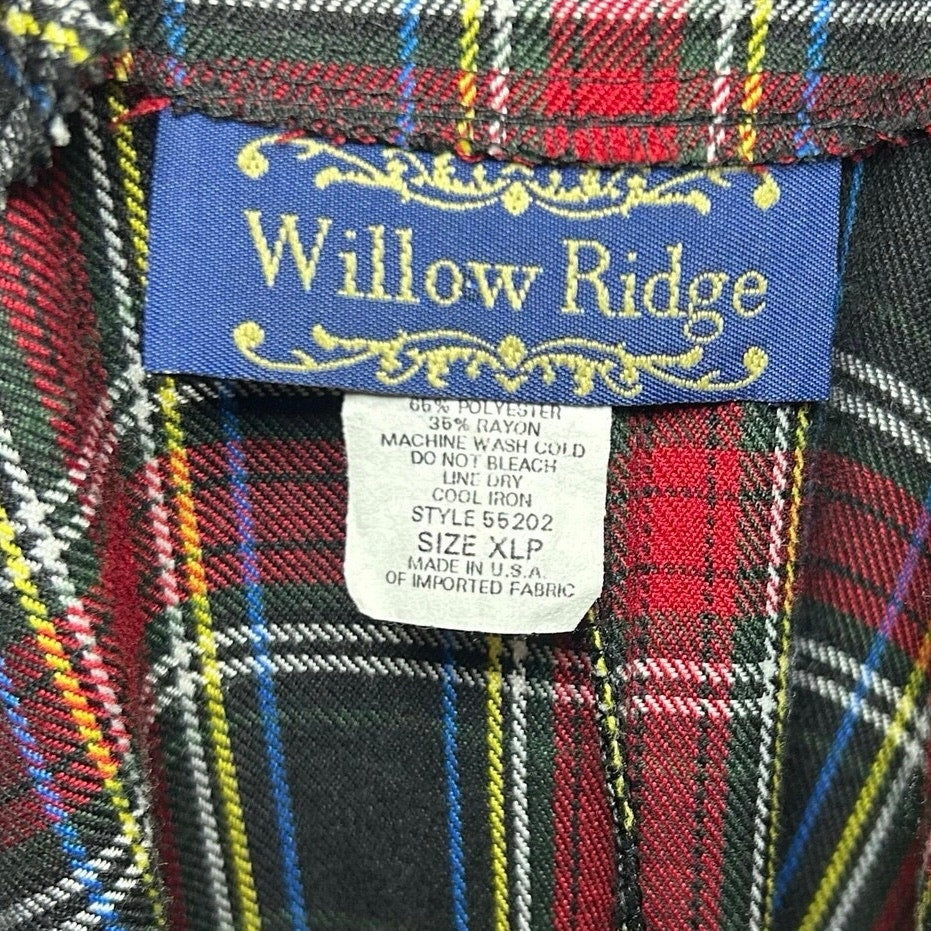 Willow Ridge Red Green Plaid Sleeveless Tartan Dress PXL Grunge Dark Academia