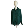 Forest Green Swiss Dot Long Sleeve L Casual Clip Dot Shirt Boho Minimalist Twee