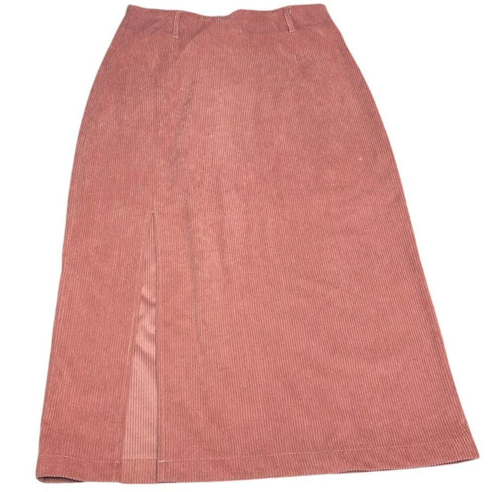 VTG 90s Mauve Thick Corduroy Midi Skirt M Grunge Minimalist Casual Cottage Boho