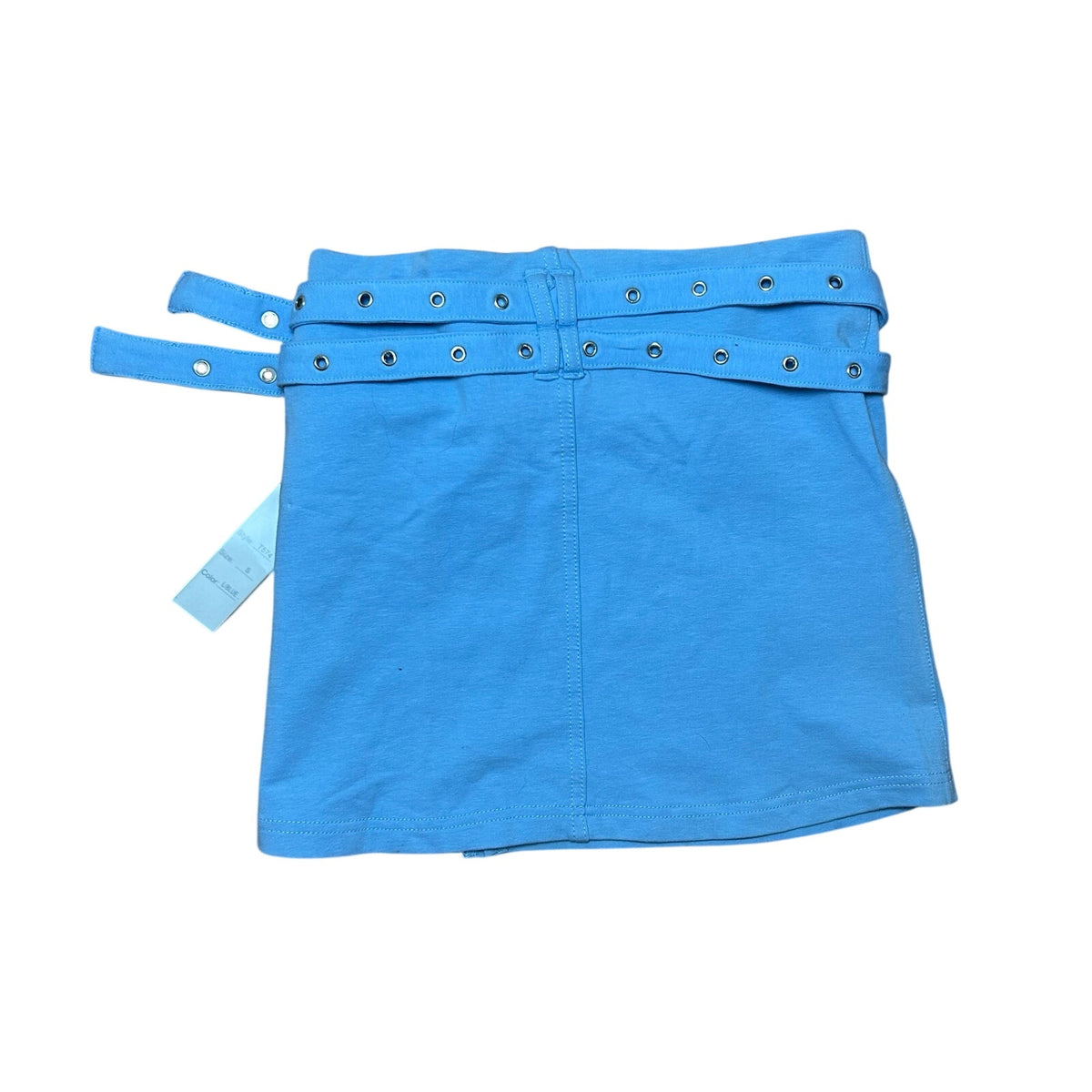 VTG Y2K Poplooks Blue Belted Knit S Mini Skirt NWT NOS Coquette Streetwear Retro