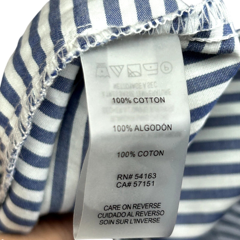Tommy Hilfiger Blue White Striped Ruffle 14 Shirt Dress Cotton Coastal Preppy
