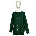 VTG 70s L Green Fair Isle Gold Button Cardigan Sweater Dark Academia Preppy Twee