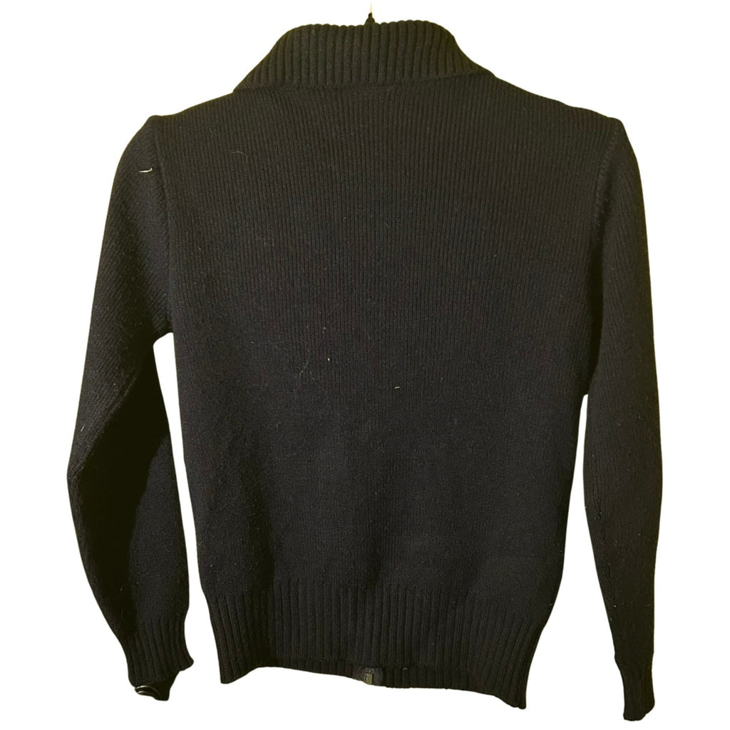 VTG 80s St Michael Navy Ribbed Knit Zip-Up XS Cardigan UK Heritage Retro Casual