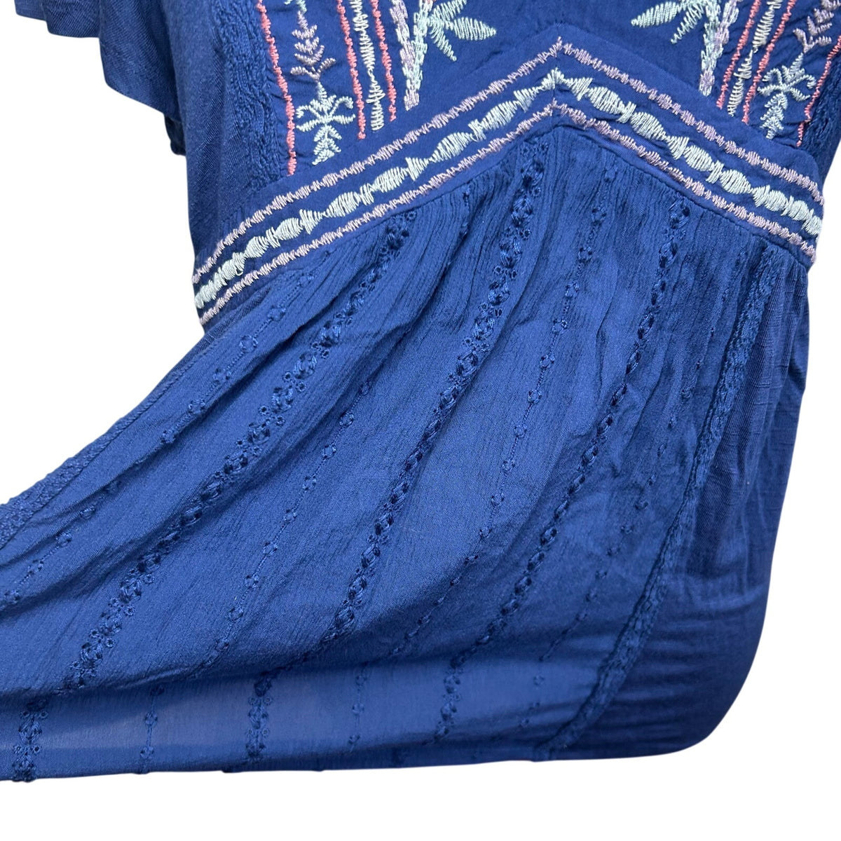 Knox Rose S Blue Embroidered Peasant Top Boho Casual Cottage Indie Twee Festival