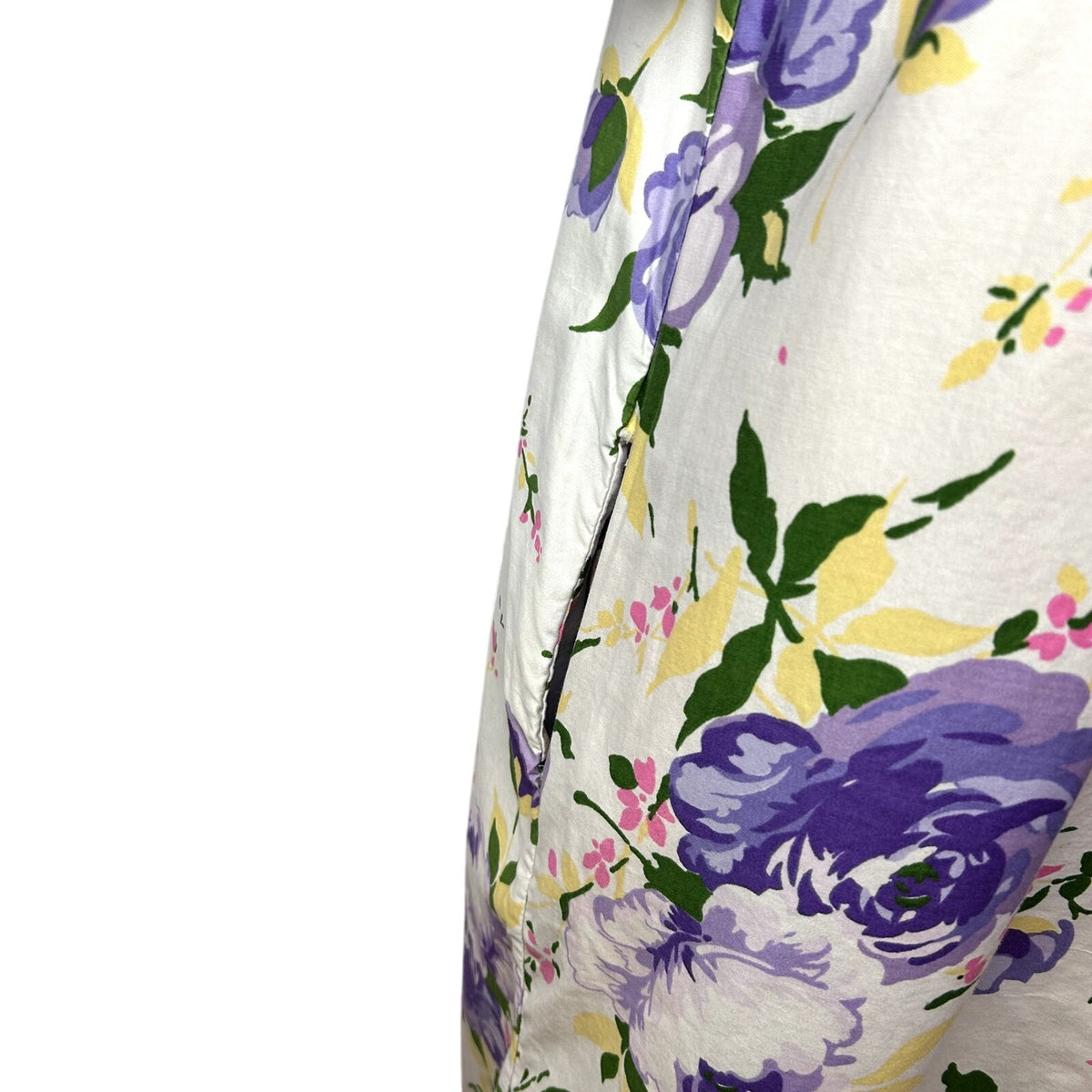 VTG 70s Grand Design S White Purple Floral Quilted Yoke Mumu Midi Dress Retro