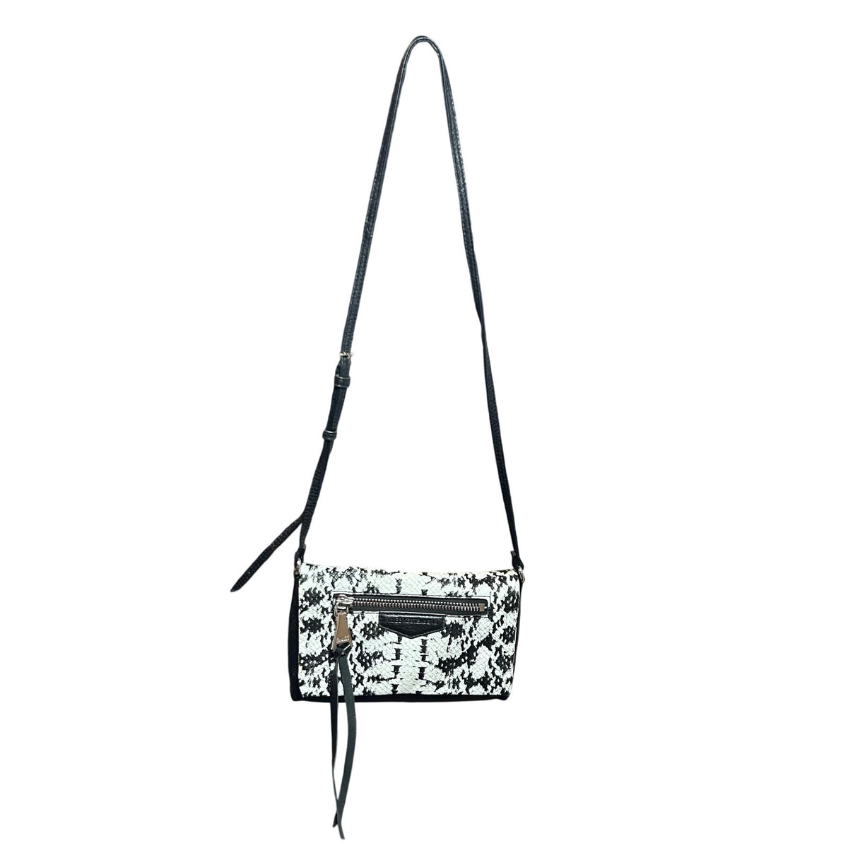 Aimee Kestenberg Bali Convertible Leather Crossbody Bag Snake Print Black White