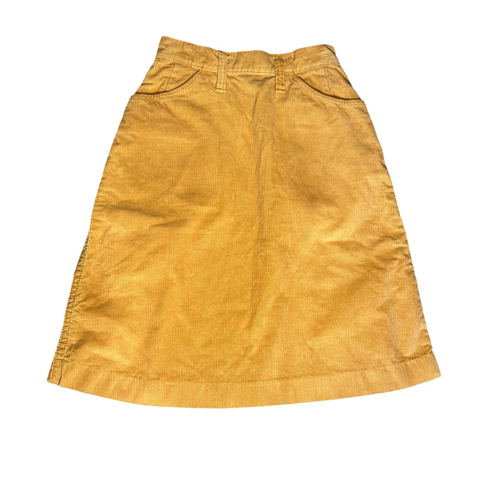 VTG 70s Wrangler Mustard Gold Corduroy Mini Skirt Petite XXS Western Boho Retro