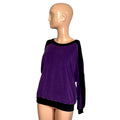 VTG 80s Como Sport M Purple Black Velour Top Colorblock Batwing Casual Retro