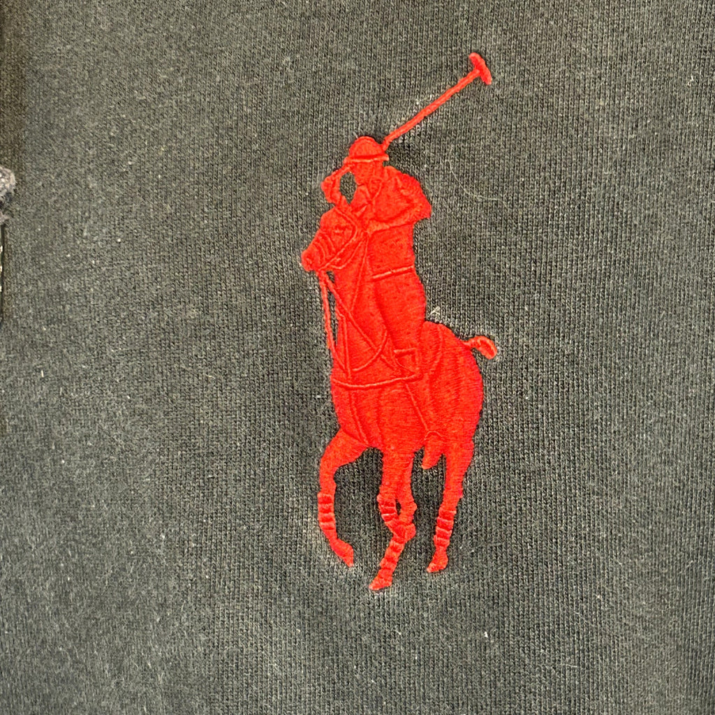 Polo Ralph Lauren L Black Waffle Lined Fleece Team Captain Pullover Hoodie Pony