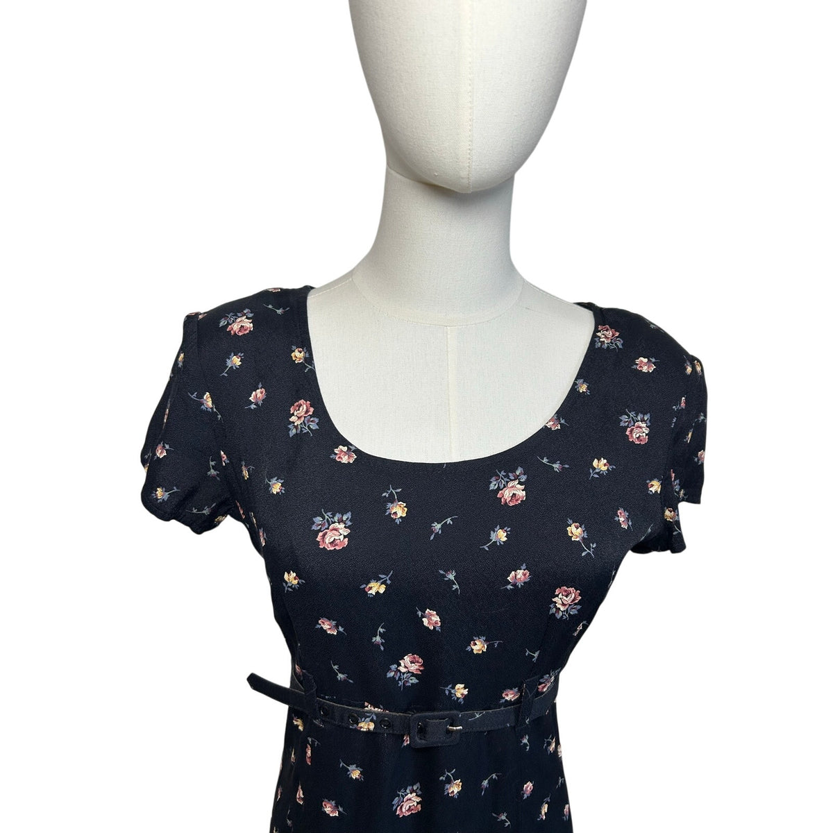 VTG 90s Decked Out Floral Belted Maxi Grunge Whimsigoth Medium Y2K Retro Boho