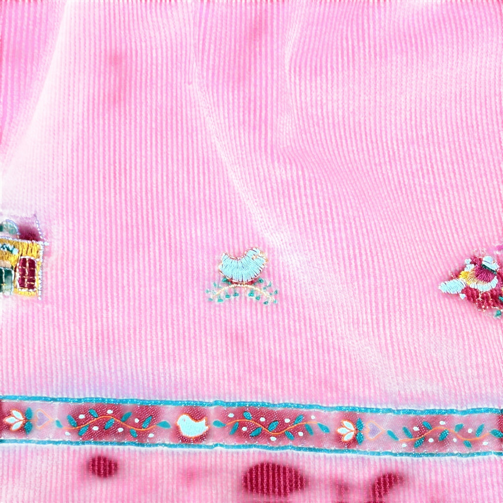 VTG 90s Jacadi Paris 3T Red Corduroy Sailor Collar Birdhouse Dress Embroidered