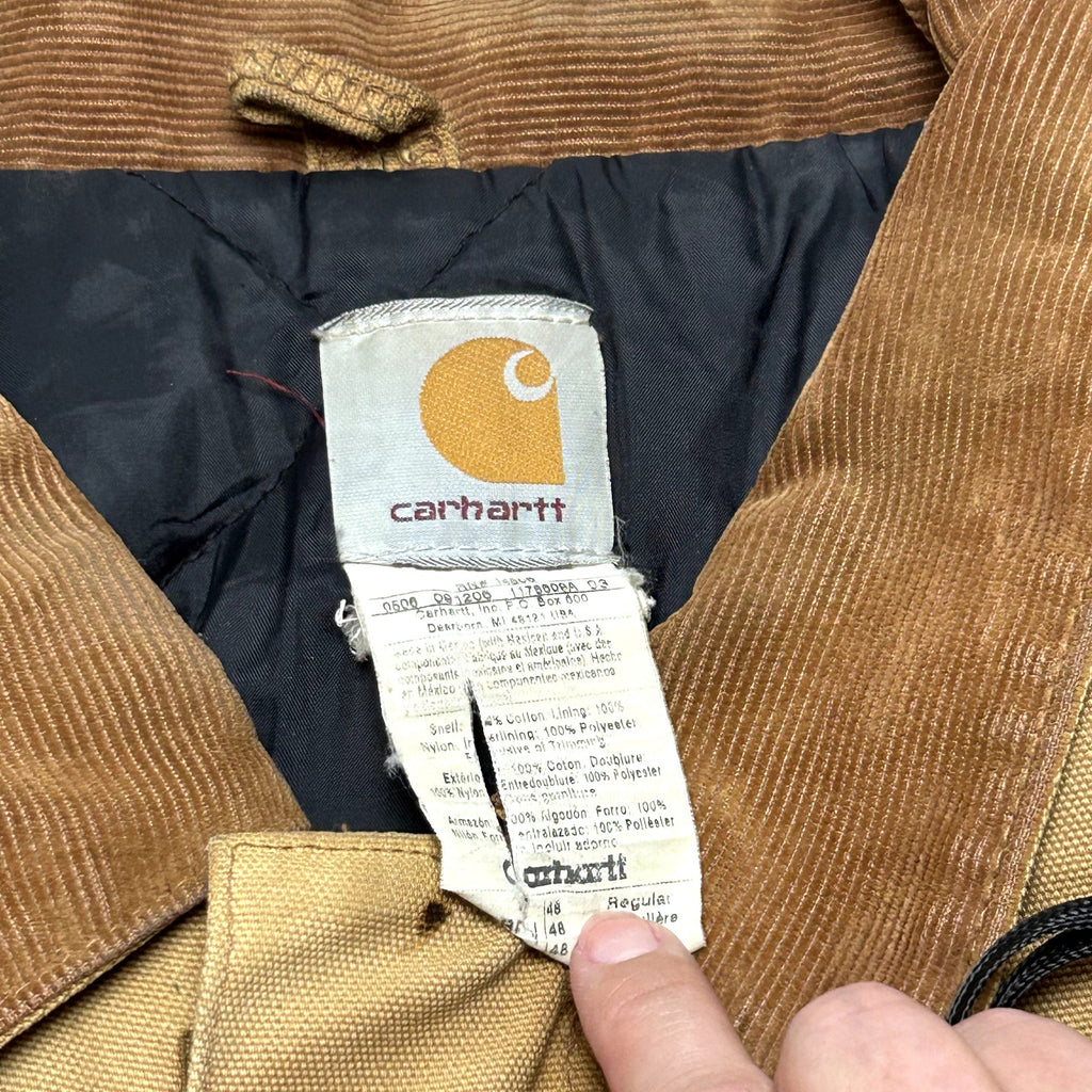 VTG 90s Carhartt J18 48R Tan Quilted Duck Detroit Work Barn Jacket Coat Gorpcore