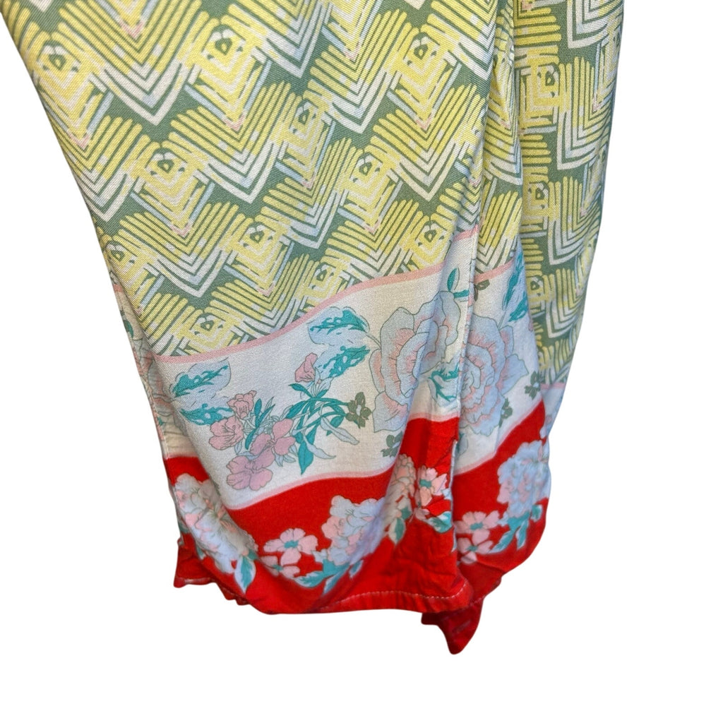 Chelsea & Violet Psychedelic Floral Jumpsuit Large Rayon Spaghetti Strap Pockets