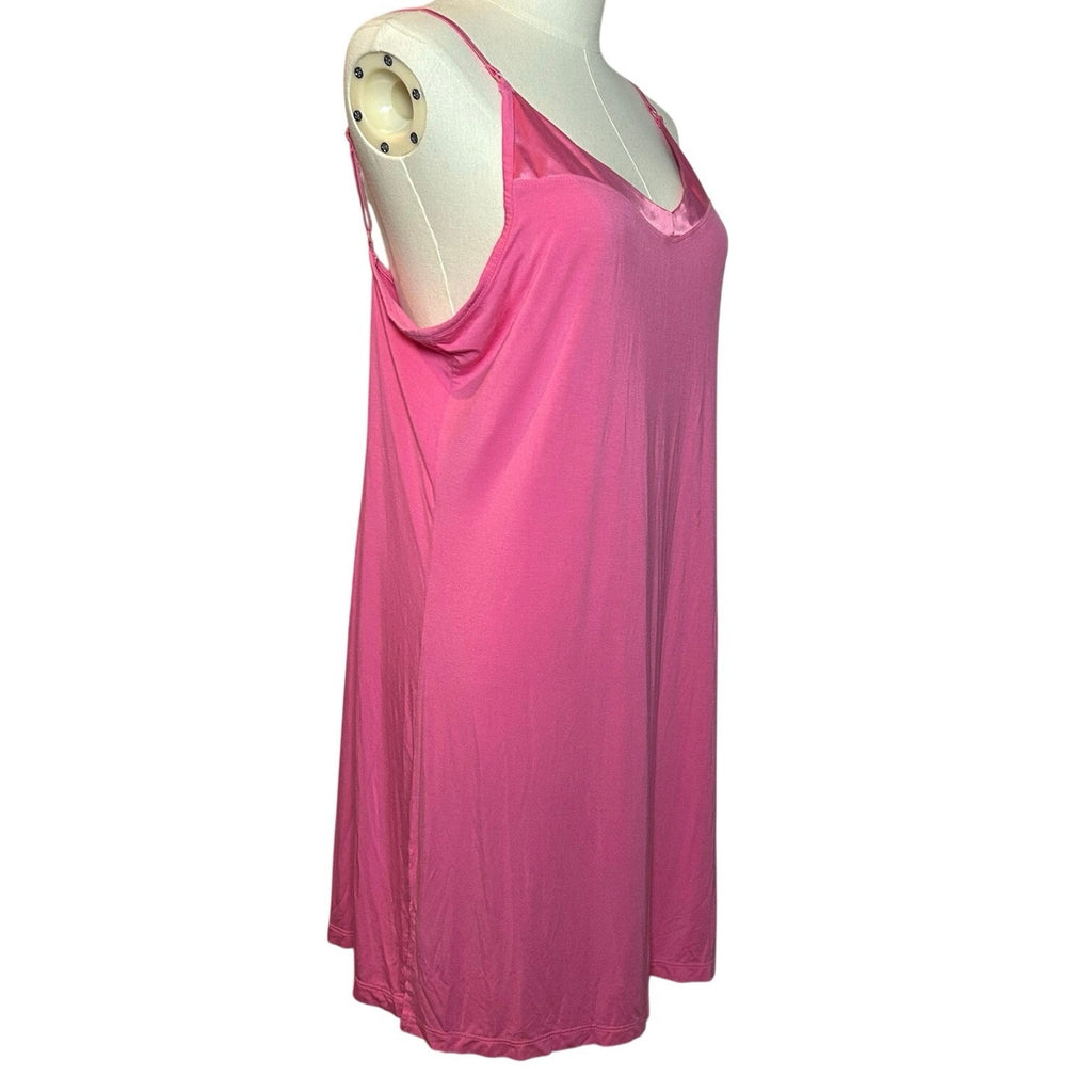 Soft Pink Bamboo Viscose Cami Nightgown Satin Trim Sleepwear Chemise Small
