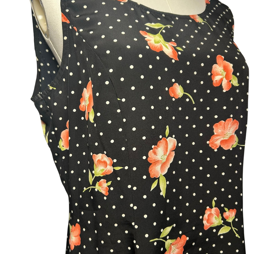 VTG Kathie Lee Collection Polka Dot Floral Sheath Dress Sz 10 Y2K 90s Retro