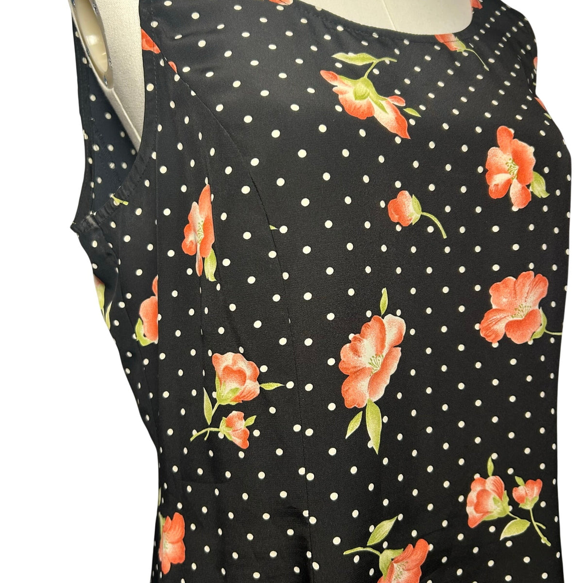 VTG Kathie Lee Collection Polka Dot Floral Sheath Dress Sz 10 Y2K 90s Retro