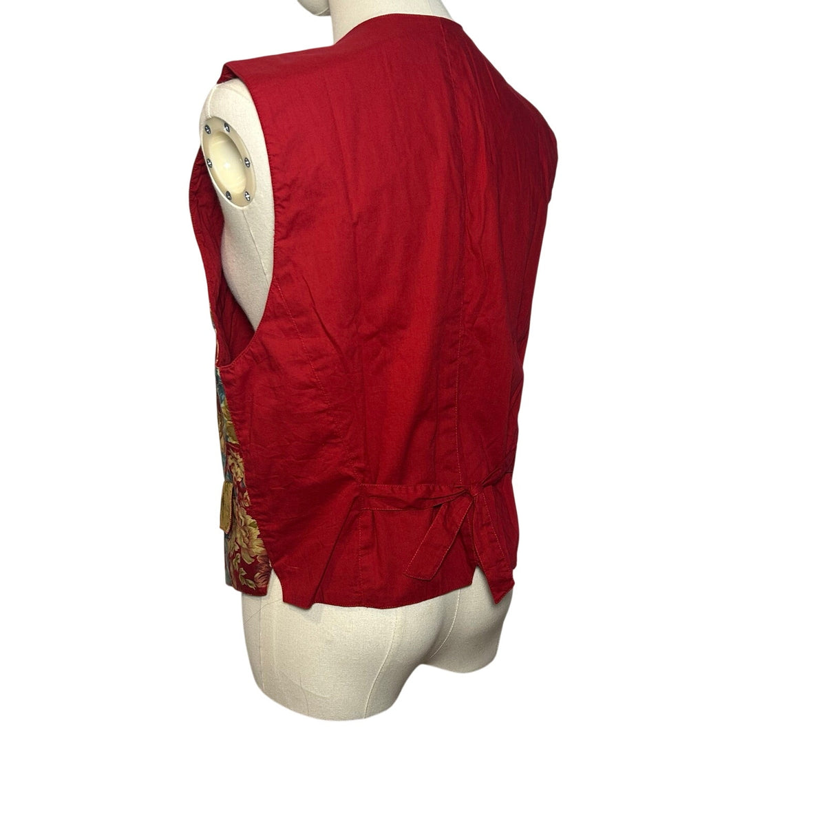 VTG 90s Lizsport Patchwork Floral Cotton Vest Pockets M Dark Academia Whimsygoth